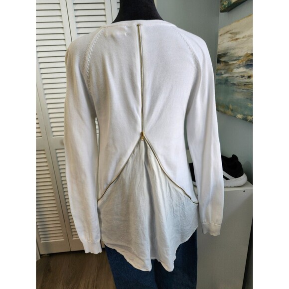 Sogi S/XS 100% Cotton White Sweater Twist Back Zip Detail Lightweight Knit - Picture 11 of 11